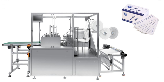 Almofadas de algodão laterais do álcool do selo da máquina de empacotamento quatro molhados automáticos do tecido 5.5kw
